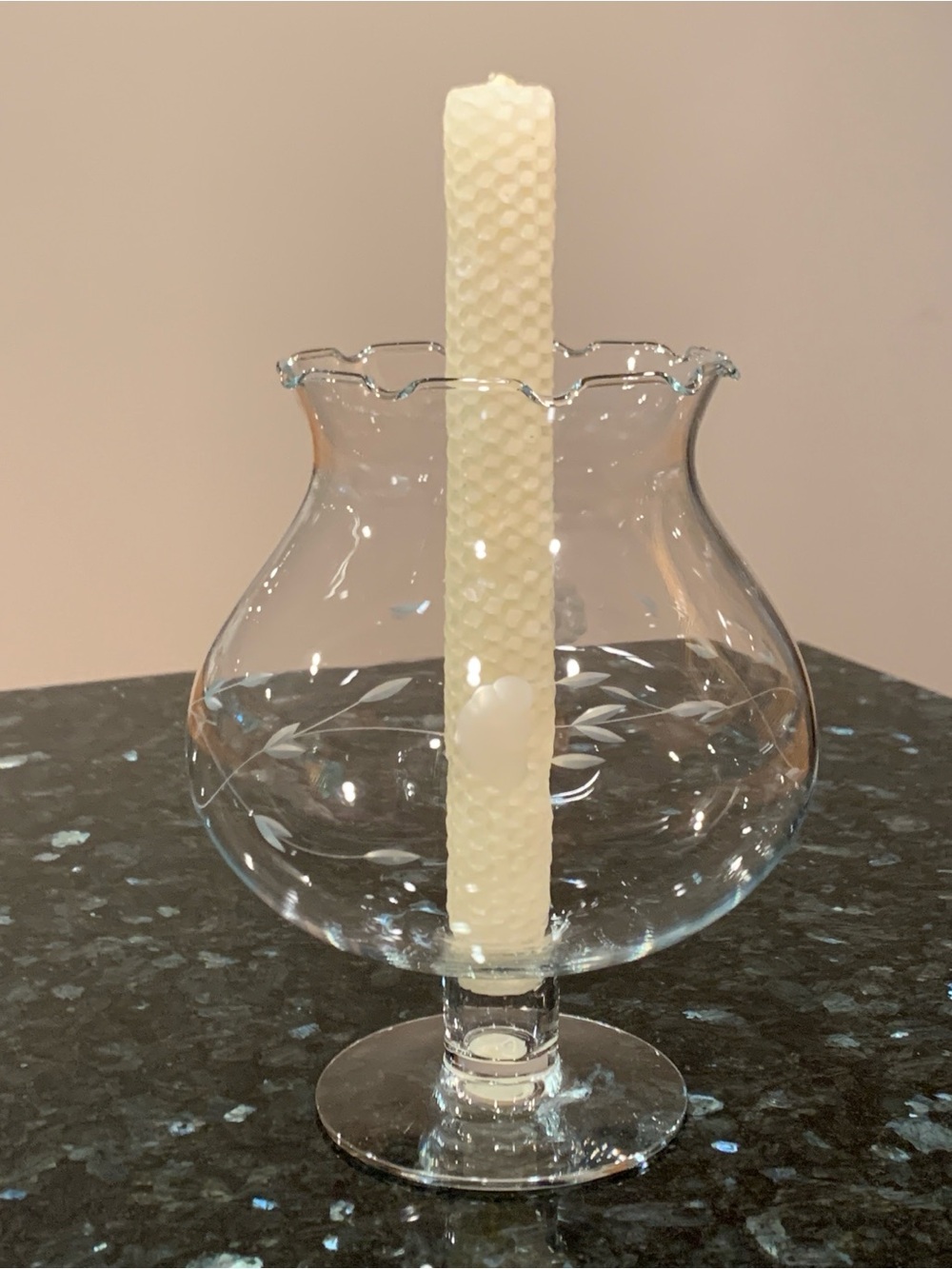 Princess House heritage crystal taper candle holder hurricane bowl centerpiece